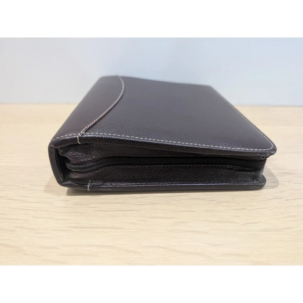 Franklin Quest Brown Verona Top Grain Leather Planner 6-Ring Full Zip 12455